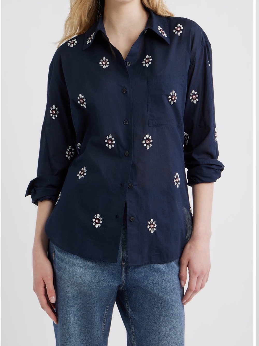 New Rag & Bone Connie Embellished Button Shirt